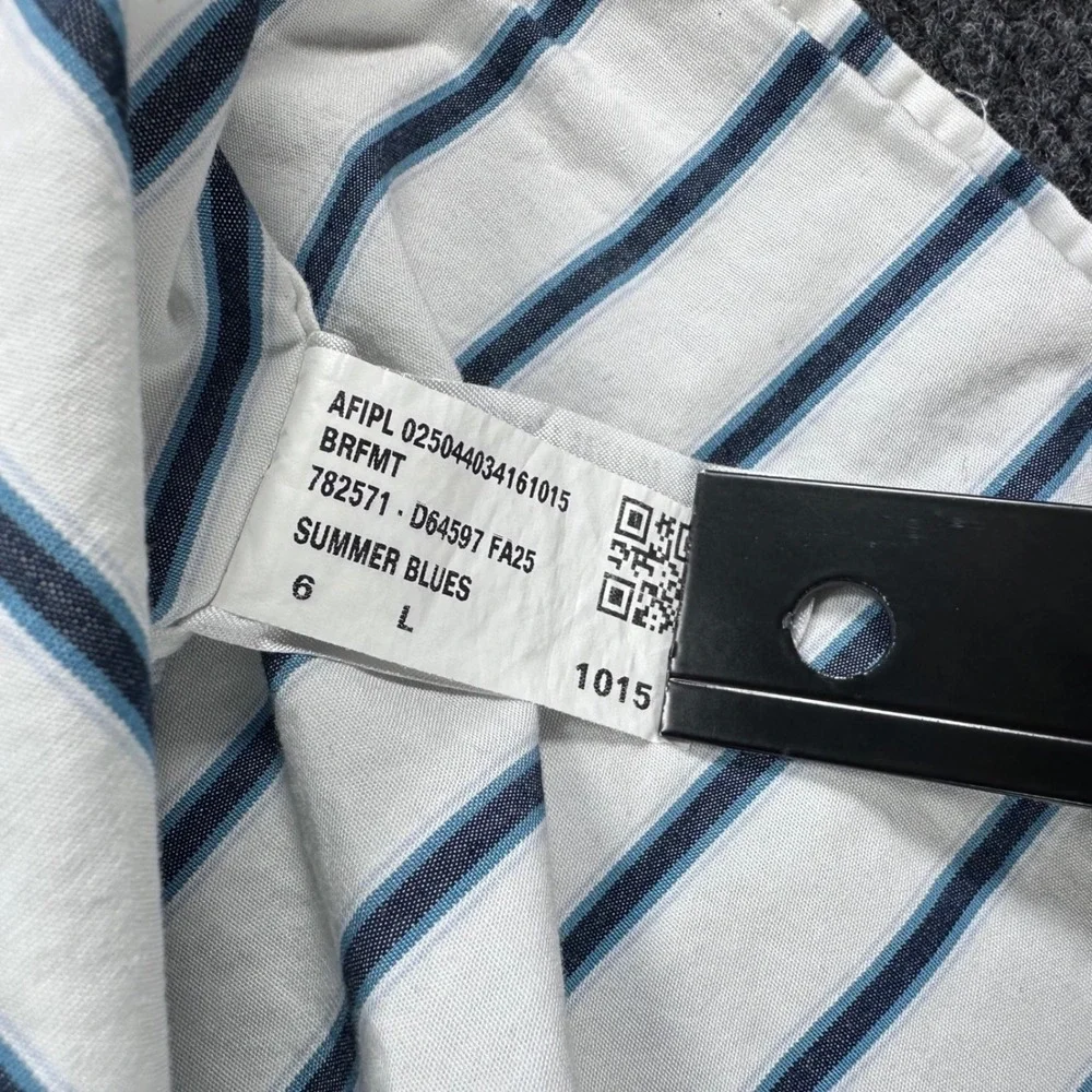 Banana Republic‎ Mens Large Short Sleeve Button Down Striped Utility Shirt White